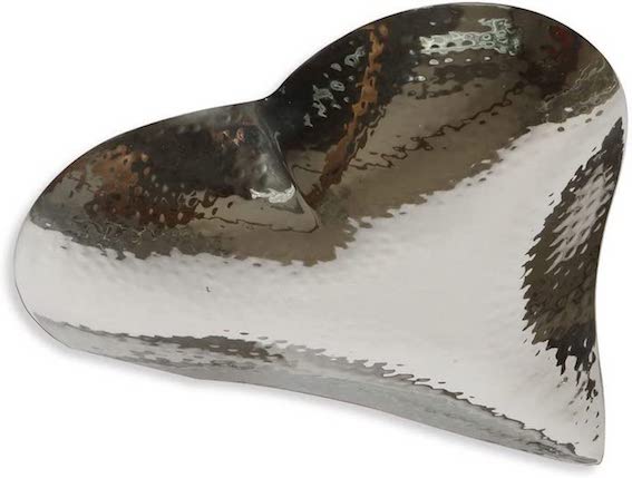 G55 Large Champagne Hammered Heart Dish